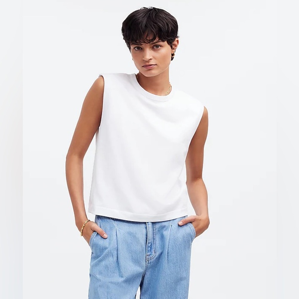 Madewell Structured Muscle Tee In Eyelet White Size M NWT